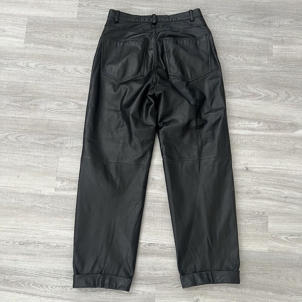 Wilsons Leather M.Julian Pants Mens 34 Black Leather Biker Motorcycle Soft Lined - Picture 2 of 5